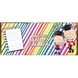 Triptico Caramelo es un folder resistente y con un diseño llamativo